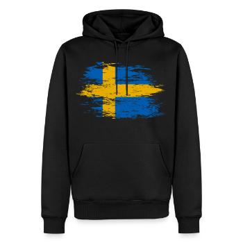 Sweden flag used - Men’s Premium Organic Hoodie - black - Front - Nico (187cm)