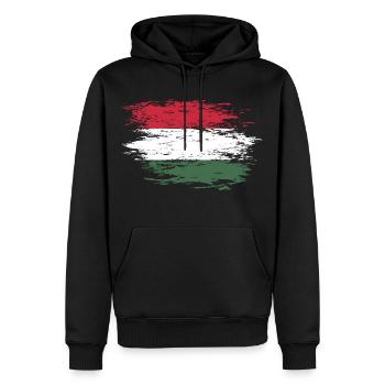 Ungarn Flagge used - Männer Premium Bio Hoodie - Schwarz - Vorne - Nico (187cm)