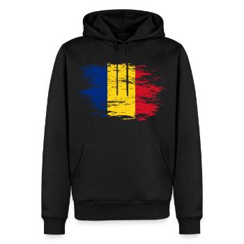 Drapeau de la Roumanie utilisé - Sweat à capuche Premium bio Homme - noir - Devant - Nico (187cm)
