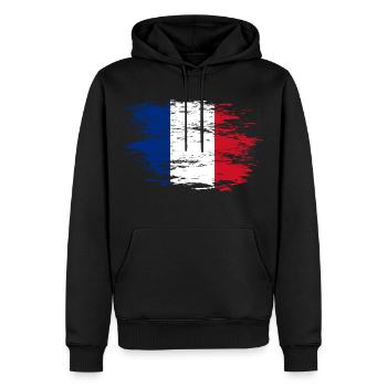 Drapeau de la France utilisé - Sweat à capuche Premium bio Homme - noir - Devant - Nico (187cm)