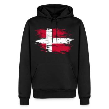 Drapeau du Danemark utilisé - Sweat à capuche Premium bio Homme - noir - Devant - Nico (187cm)