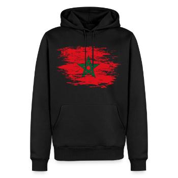 Marokko Flagge used - Männer Premium Bio Hoodie - Schwarz - Vorne - Nico (187cm)