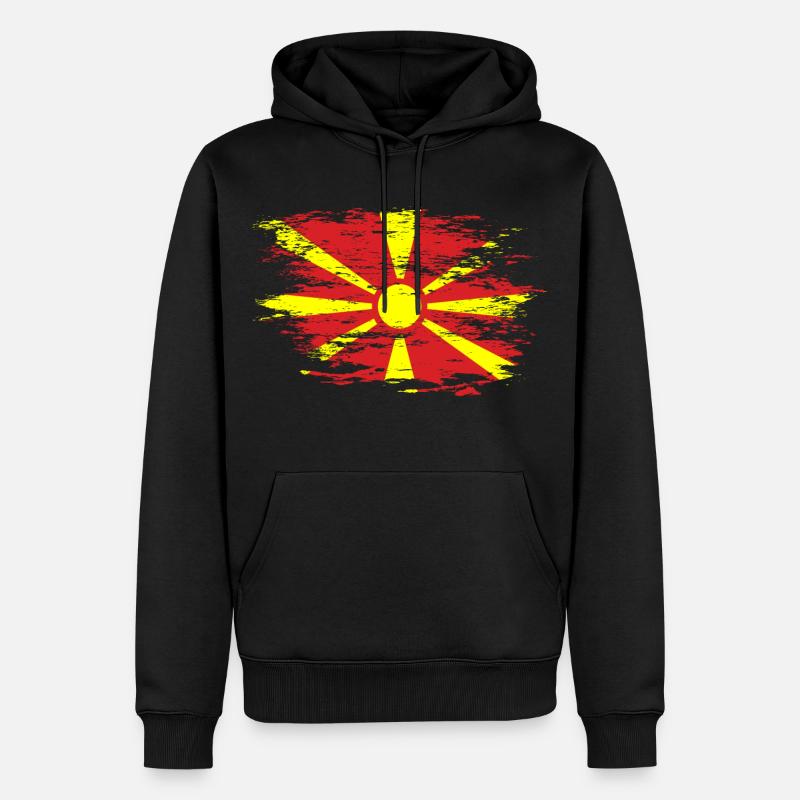 Drapeau de la Macédoine utilisé - Sweat à capuche Premium bio Homme - noir