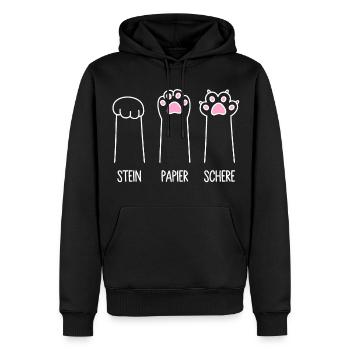 Katze Pfote Katzenpfoten Spiel Stein Papier Schere - Männer Premium Bio Hoodie - Schwarz - Vorne - Nico (187cm)