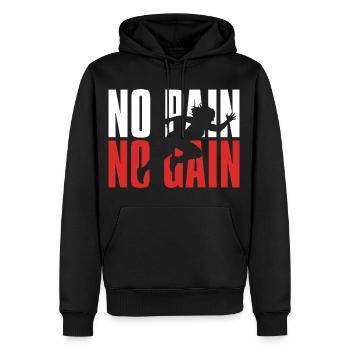 No Pain No Gain - Männer Premium Bio Hoodie - Schwarz - Vorne - Nico (187cm)