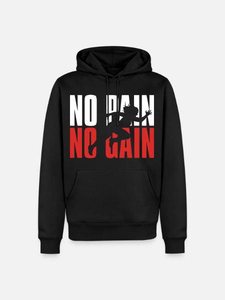 No Pain No Gain - Männer Premium Bio Hoodie - Schwarz