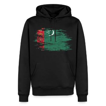 Turkmenistan Flagge - Männer Premium Bio Hoodie - Schwarz - Vorne - Nico (187cm)