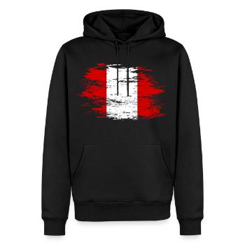 Drapeau du Pérou utilisé - Sweat à capuche Premium bio Homme - noir - Devant - Nico (187cm)