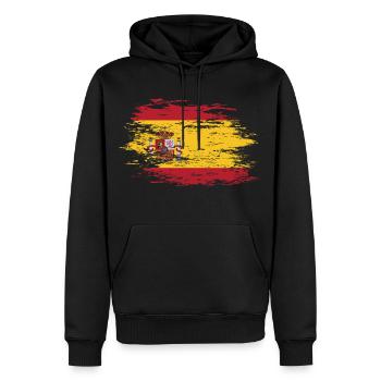 Spanien Flagge used - Männer Premium Bio Hoodie - Schwarz - Vorne - Nico (187cm)