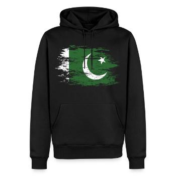 Drapeau pakistanais utilisé - Sweat à capuche Premium bio Homme - noir - Devant - Nico (187cm)