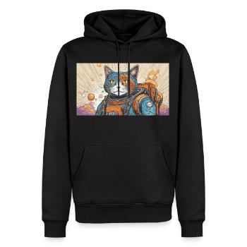 Weltraum Katze - Männer Premium Bio Hoodie - Schwarz - Vorne - Nico (187cm)