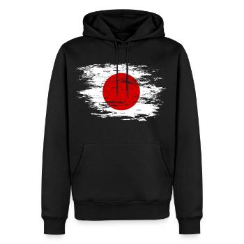 Japan Flagge used - Männer Premium Bio Hoodie - Schwarz - Vorne - Nico (187cm)