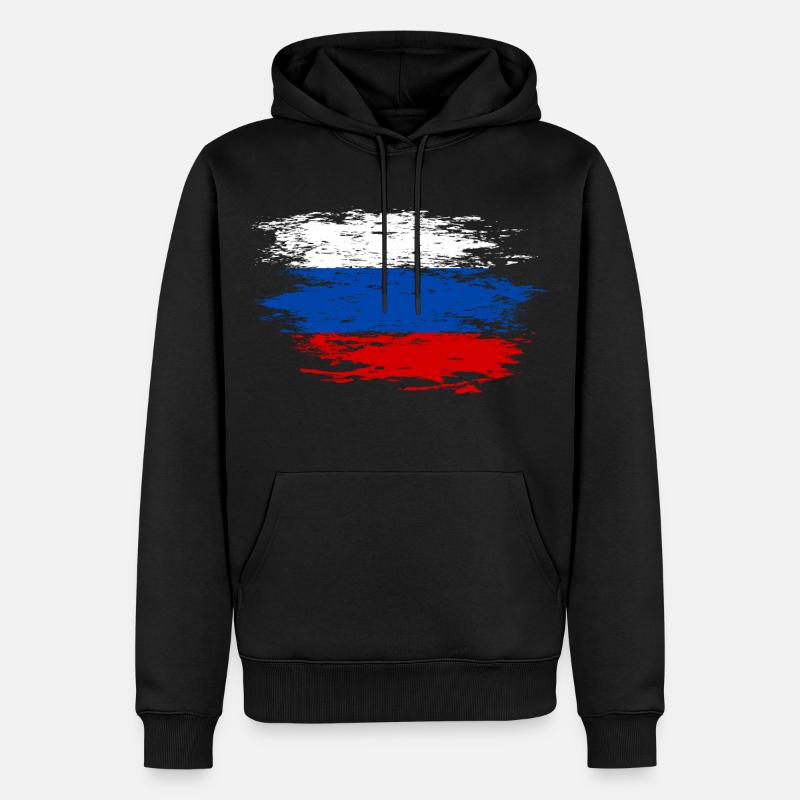 Drapeau russe utilisé - Sweat à capuche Premium bio Homme - noir
