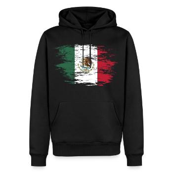 Drapeau mexicain utilisé - Sweat à capuche Premium bio Homme - noir - Devant - Nico (187cm)