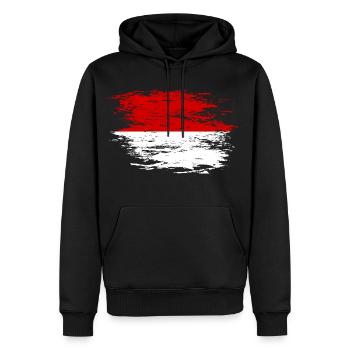 Drapeau indonésien utilisé - Sweat à capuche Premium bio Homme - noir - Devant - Nico (187cm)