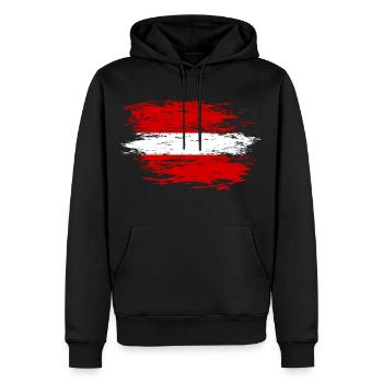 Drapeau de la Lettonie utilisé - Sweat à capuche Premium bio Homme - noir - Devant - Nico (187cm)
