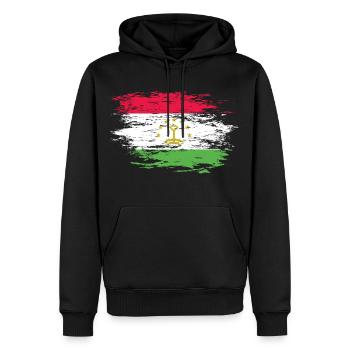 Drapeau du Tadjikistan utilisé - Sweat à capuche Premium bio Homme - noir - Devant - Nico (187cm)