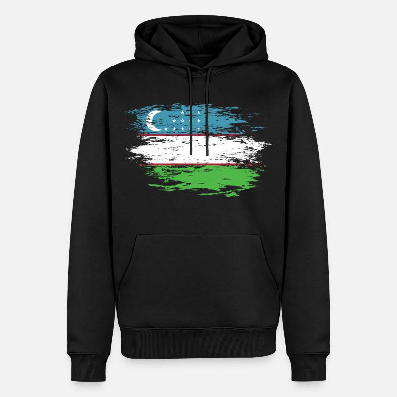 Drapeau de l’Ouzbékistan utilisé - Sweat à capuche Premium bio Homme - noir