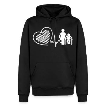 Nursing Aide Heartbeat - Men’s Premium Organic Hoodie - black - Front - Nico (187cm)