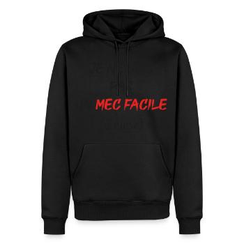 je ne suis pas un mec facile - Sweat à capuche Premium bio Homme - noir - Devant - Nico (187cm)
