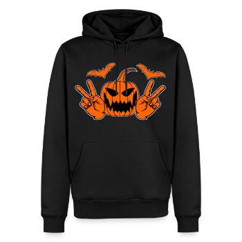 Helloween Frieden Victory Hand Symbol Fledermaus - Männer Premium Bio Hoodie - Schwarz - Vorne - Nico (187cm)