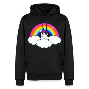 arc-en-Unicorn - Sweat à capuche Premium bio Homme - noir - Devant - Nico (187cm)
