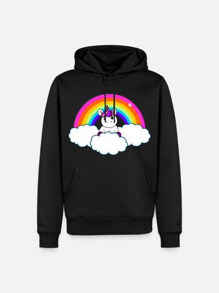 Regenbogen Einhorn - Männer Premium Bio Hoodie - Schwarz