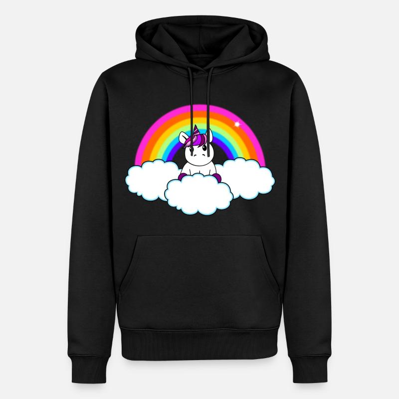 Regenbogen Einhorn - Männer Premium Bio Hoodie - Schwarz