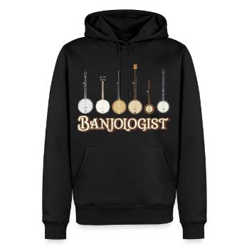 Banjologe Lustiges Banjo-Design für Banjo-Nerds - Männer Premium Bio Hoodie - Schwarz - Vorne - Nico (187cm)