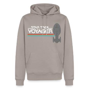 Star Trek Voyager Regenbogen Logo - Men’s Premium Organic Hoodie - taupe - Front - Nico (187cm)