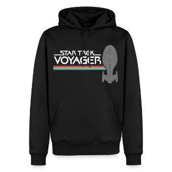 Star Trek Voyager Regenbogen Logo - Sweat à capuche Premium bio Homme - noir - Devant - Nico (187cm)