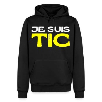 Je Suis TIC -TIC et TAC- TIC TAC Duo Drôle Cadeau - Sweat à capuche Premium bio Homme - noir - Devant - Nico (187cm)