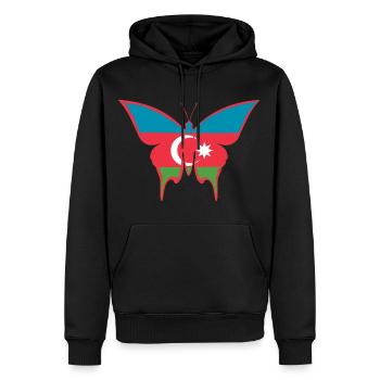 Drapeau de l’Azerbaïdjan papillon - Sweat à capuche Premium bio Homme - noir - Devant - Nico (187cm)