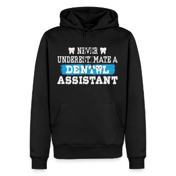 Unterschätze nie Zahnmedizinische Fachangestellte - Männer Premium Bio Hoodie - Schwarz - Vorne - Nico (187cm)