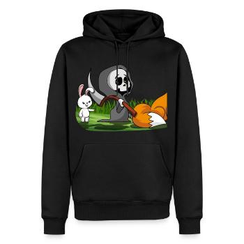 Kleiner Hase bestellt Sensenmann - Männer Premium Bio Hoodie - Schwarz - Vorne - Nico (187cm)