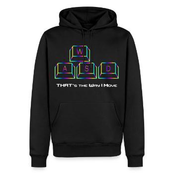 WASD - That's the Way I Move - Männer Premium Bio Hoodie - Schwarz - Vorne - Nico (187cm)