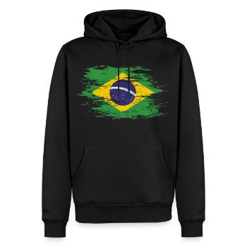 Brasilien Flagge used - Männer Premium Bio Hoodie - Schwarz - Vorne - Nico (187cm)