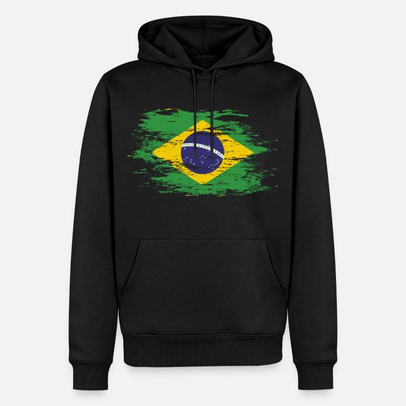Drapeau du Brésil utilisé - Sweat à capuche Premium bio Homme - noir