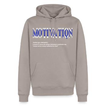 Motivation - Männer Premium Bio Hoodie - Taupe - Vorne - Nico (187cm)