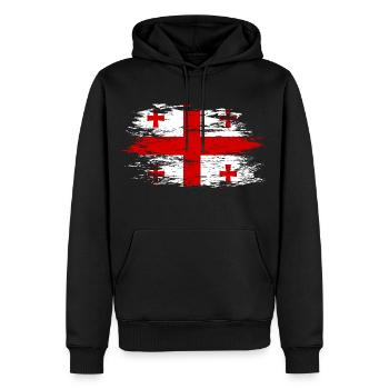 Drapeau géorgien utilisé - Sweat à capuche Premium bio Homme - noir - Devant - Nico (187cm)