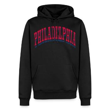 Philadelphia - Männer Premium Bio Hoodie - Schwarz - Vorne - Nico (187cm)