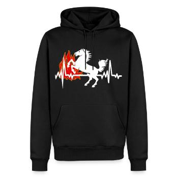 Horse Heartbeat Riding Fire Heat - Men’s Premium Organic Hoodie - black - Front - Nico (187cm)