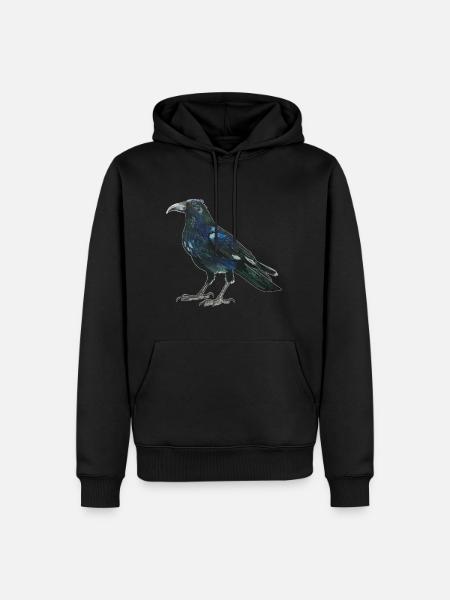 Raven crow with slightly bluish green feathers - Men’s Premium Organic Hoodie - black