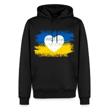 Un cœur pour l’Ukraine - Sweat à capuche Premium bio Homme - noir - Devant - Nico (187cm)
