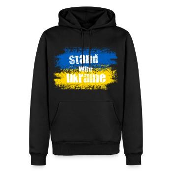 Stand avec Ukraine Motif - Sweat à capuche Premium bio Homme - noir - Devant - Nico (187cm)