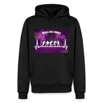 Roller Derby mit Herzschlag - Männer Premium Bio Hoodie - Schwarz - Vorne - Nico (187cm)