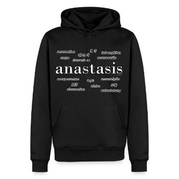 Anastasis: Resurrection in 16 languages Christian - Men’s Premium Organic Hoodie - black - Front - Nico (187cm)