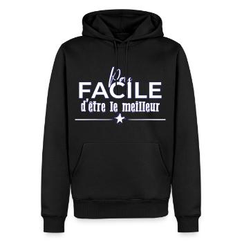 Pas Facile d'être le Meilleur - Sweat à capuche Premium bio Homme - noir - Devant - Nico (187cm)