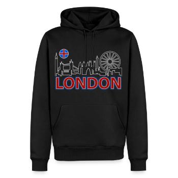 London Skyline Funny London Gifts - Men’s Premium Organic Hoodie - black - Front - Nico (187cm)
