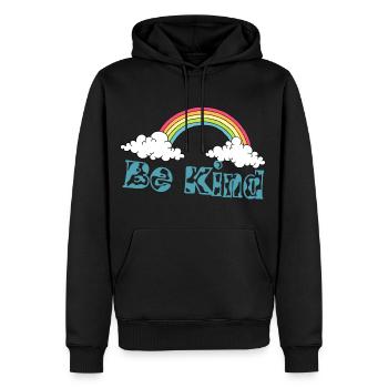 Be Kind Shirt Cute Graphic - Men’s Premium Organic Hoodie - black - Front - Nico (187cm)